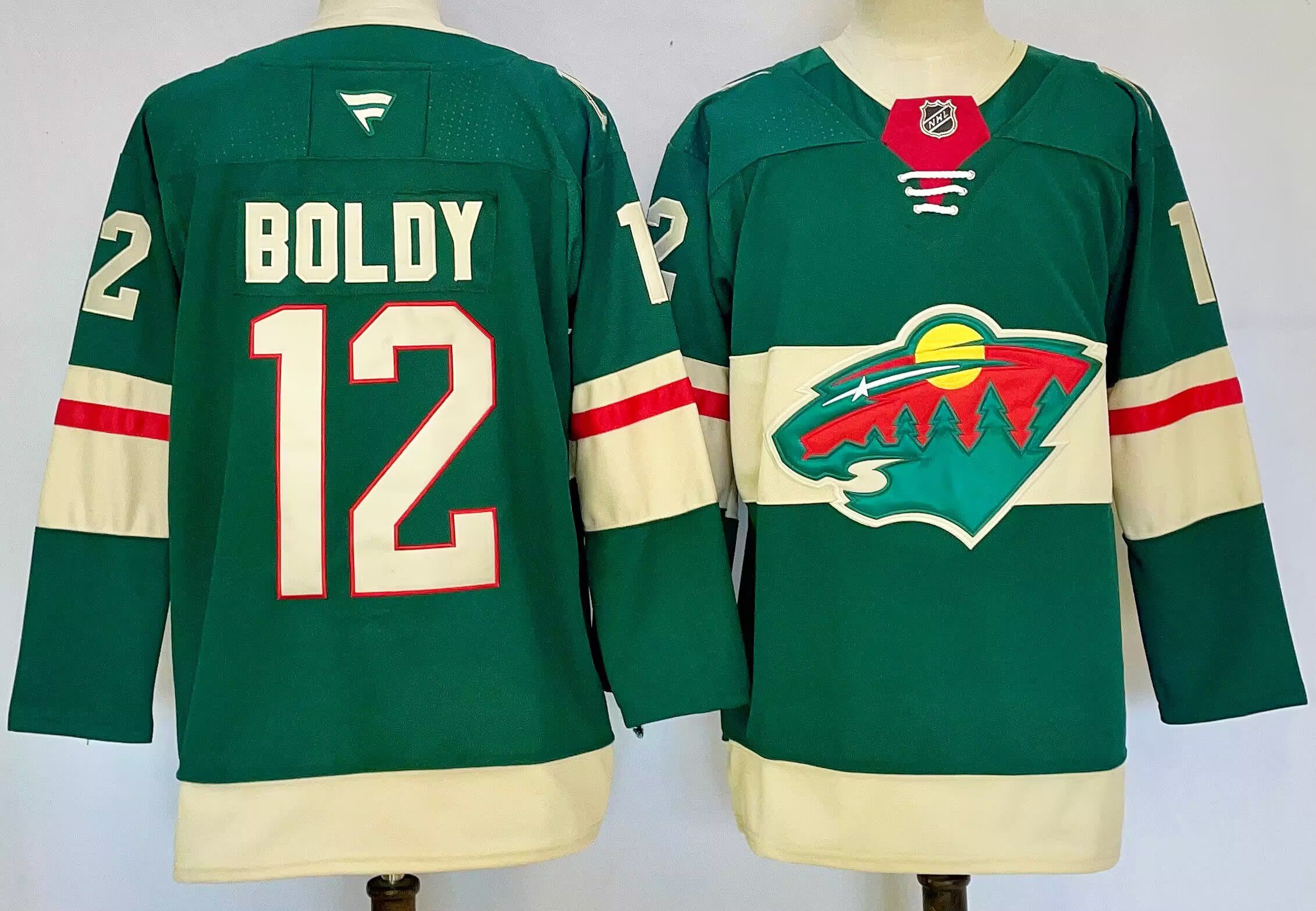 Men Minnesota Wild #12 Boldy Green 2025 Home Premier Player NHL Jersey style 1